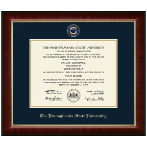 diploma frame with Murano moulding, Penn State University Athletic Logo medallion